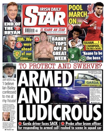 Irish Daily Star Frontpage