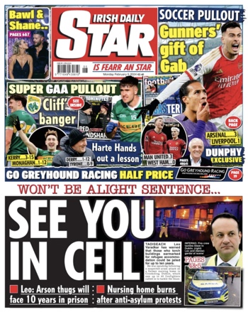 Irish Daily Star Frontpage