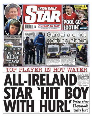 Irish Daily Star Frontpage
