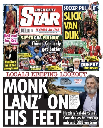 Irish Daily Star Frontpage