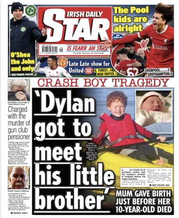Irish Daily Star Frontpage