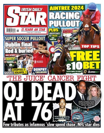 Irish Daily Star Frontpage