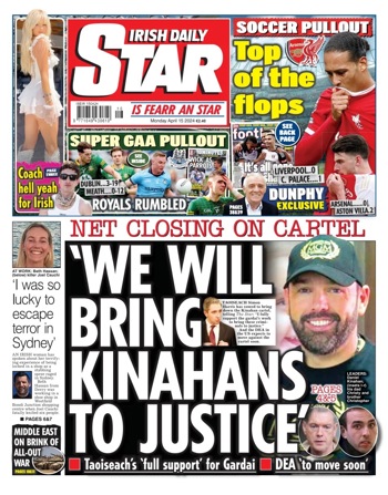 Irish Daily Star Frontpage