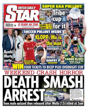 Irish Daily Star Frontpage