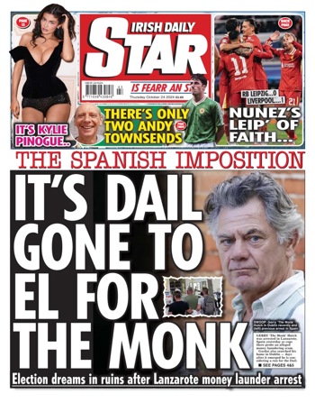 Irish Daily Star Frontpage