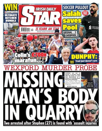 Irish Daily Star Frontpage