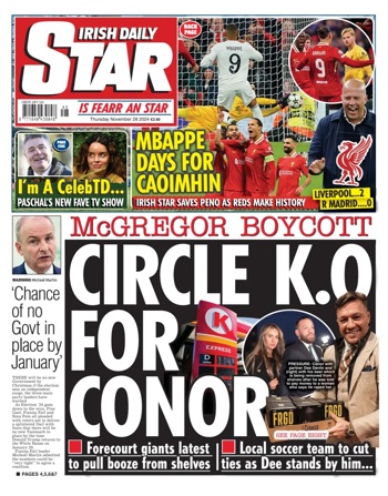 Irish Daily Star Frontpage