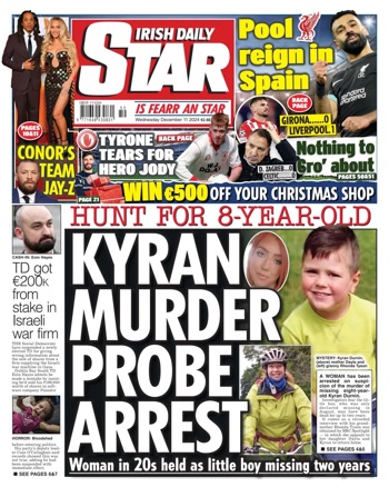 Irish Daily Star Frontpage