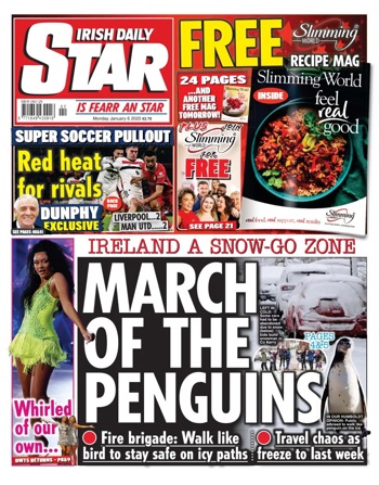 Irish Daily Star Frontpage