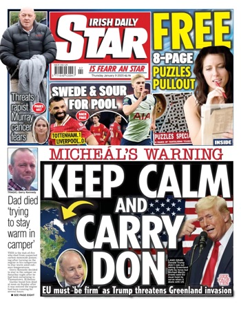 Irish Daily Star Frontpage