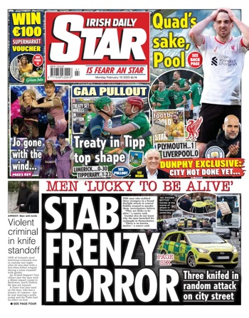 Irish Daily Star Frontpage