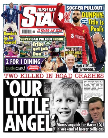 Irish Daily Star Frontpage