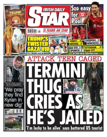 Irish Daily Star Frontpage