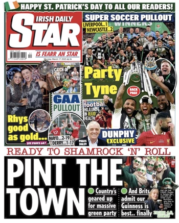 Irish Daily Star Frontpage