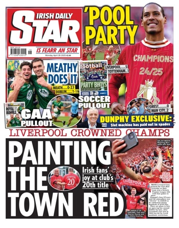 Irish Daily Star Frontpage