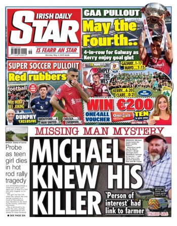 Irish Daily Star Frontpage