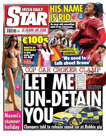 Irish Daily Star Frontpage