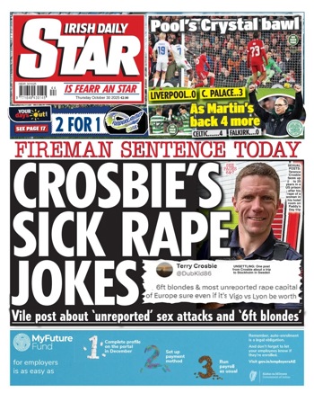 Irish Daily Star Frontpage