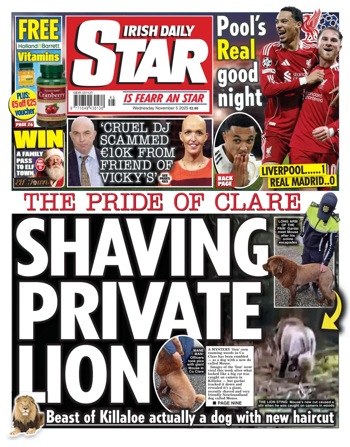 Irish Daily Star Frontpage