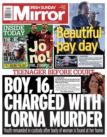 Irish Sunday Mirror Frontpage