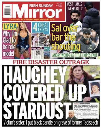 Irish Sunday Mirror Frontpage