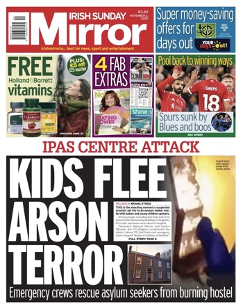 Irish Sunday Mirror Frontpage