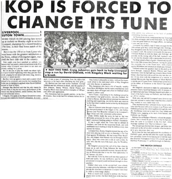 Kop Is Force To Change Its Tune