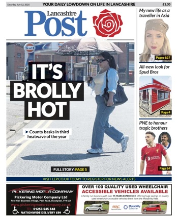 Lancashire Post Frontpage (Before match)