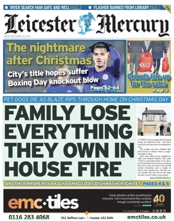 Leicester Mercury Frontpage