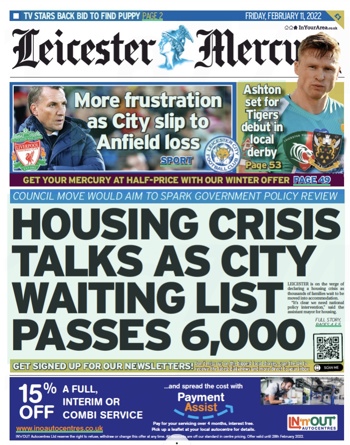 Leicester Mercury Frontpage