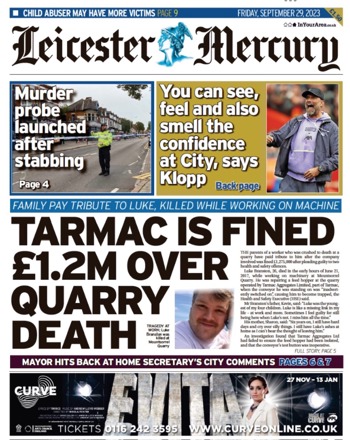 Leicester Mercury Frontpage