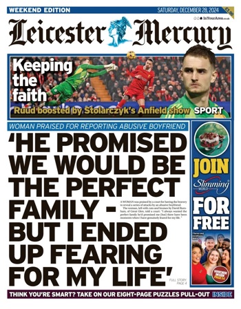 Leicester Mercury Frontpage (28 Dec 2024)