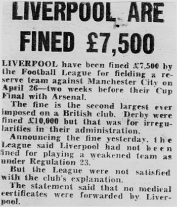 Liverpool Are Fined £7.500
