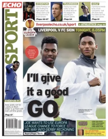 Liverpool Echo Backpage (Before match)