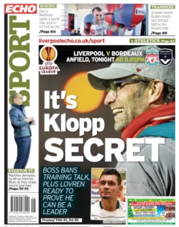 Liverpool Echo Backpage (Before match)