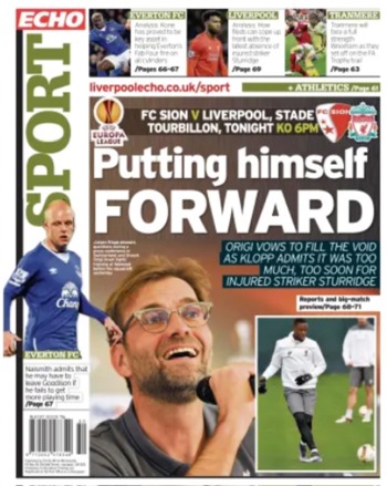 Liverpool Echo Backpage (Before match)