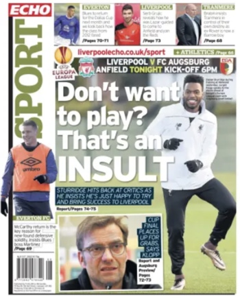 Liverpool Echo Backpage (Before match)