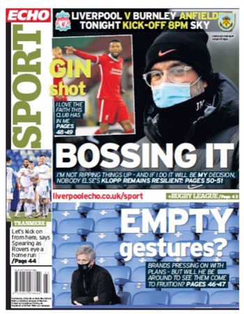 Liverpool Echo Backpage - Before match