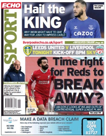 Liverpool Echo Backpage (Before match)