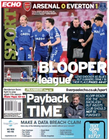 Liverpool Echo Backpage (Before match)