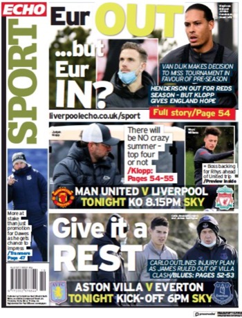 Liverpool Echo Backpage (Before match)
