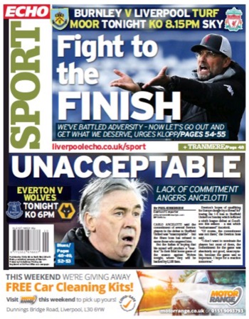 Liverpool Echo Backpage (Before match)