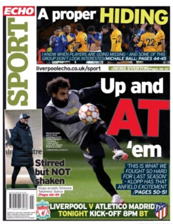 Liverpool Echo Backpage (Before match)
