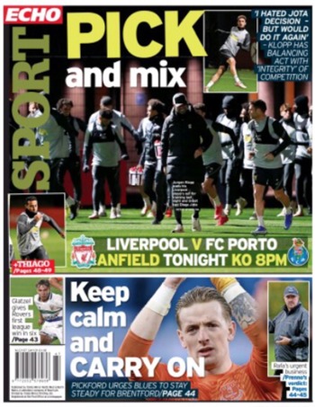 Liverpool Echo Backpage (Before match)