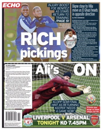Liverpool Echo Backpage (Before match)