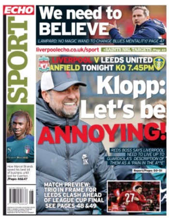 Liverpool Echo Backpage (Before match)