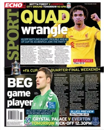 Liverpool Echo Backpage (Before match)