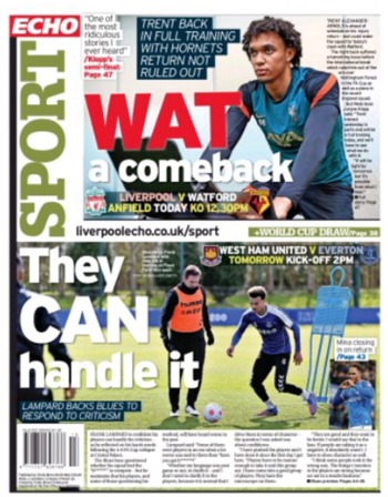 Liverpool Echo Backpage (Before match)
