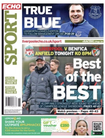 Liverpool Echo Backpage (Before match)