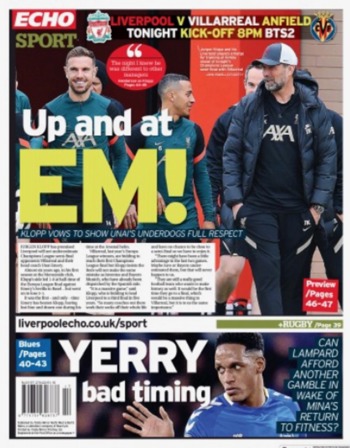 Liverpool Echo Backpage (Before match)